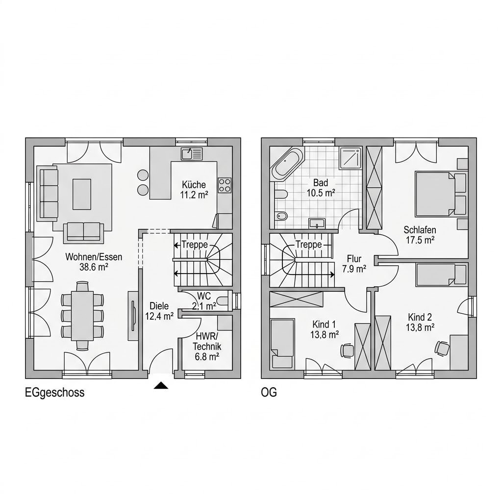 Grundriss PultLine 150 von SchwörerHaus — 150 m², 5 Zimmer