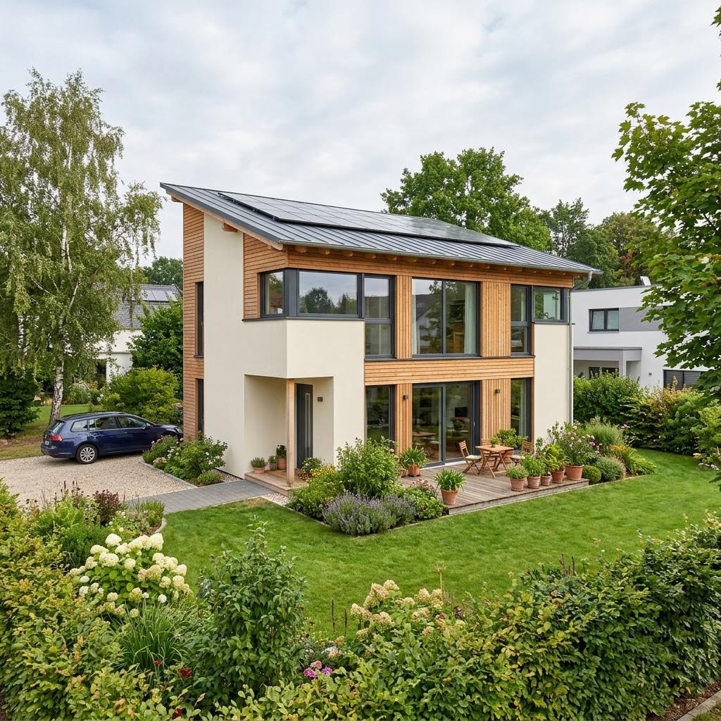 Pultdachhaus PultSmart 132 von SchwörerHaus mit Frischluftheizung und Solardach