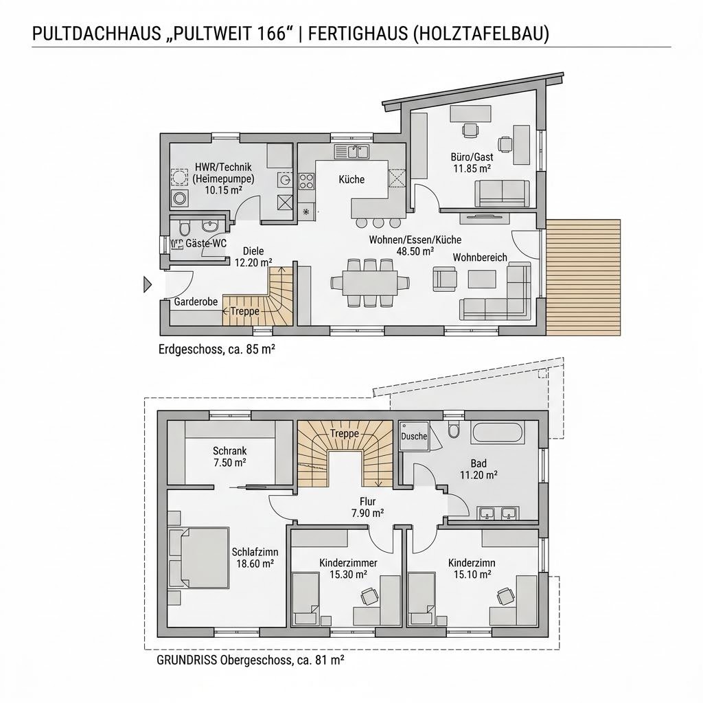 Grundriss PultWeit 166 von SchwörerHaus — 166 m², 6 Zimmer