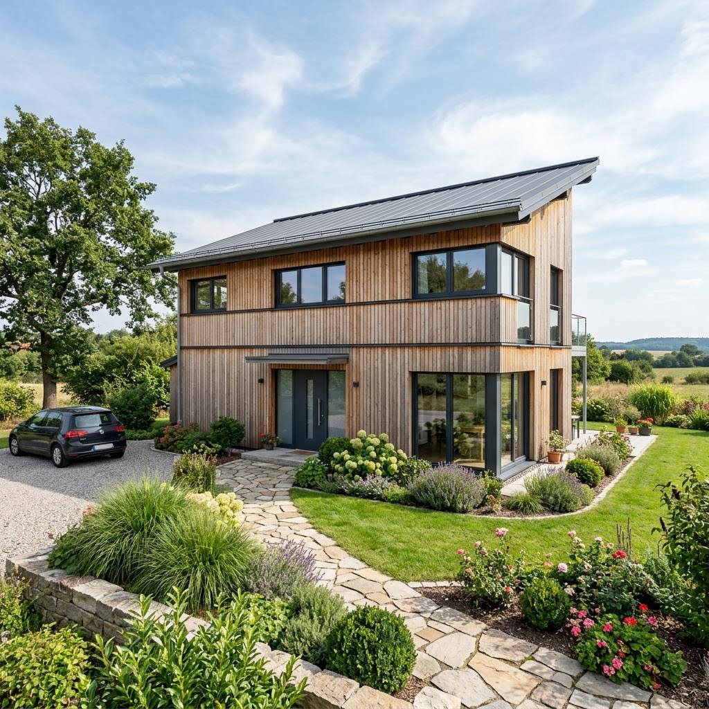 Singlehaus Singlehaus Birke 88 von Frammelsberger Holzhaus — Fertighaus in Holztafelbau mit rund 88 m²