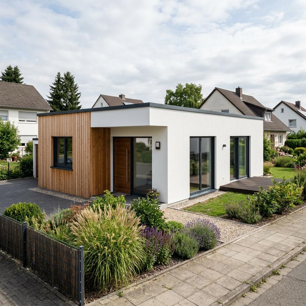 Singlehaus Option 2VG von WeberHaus — kompaktes Fertighaus mit Flachdach und 71 m²