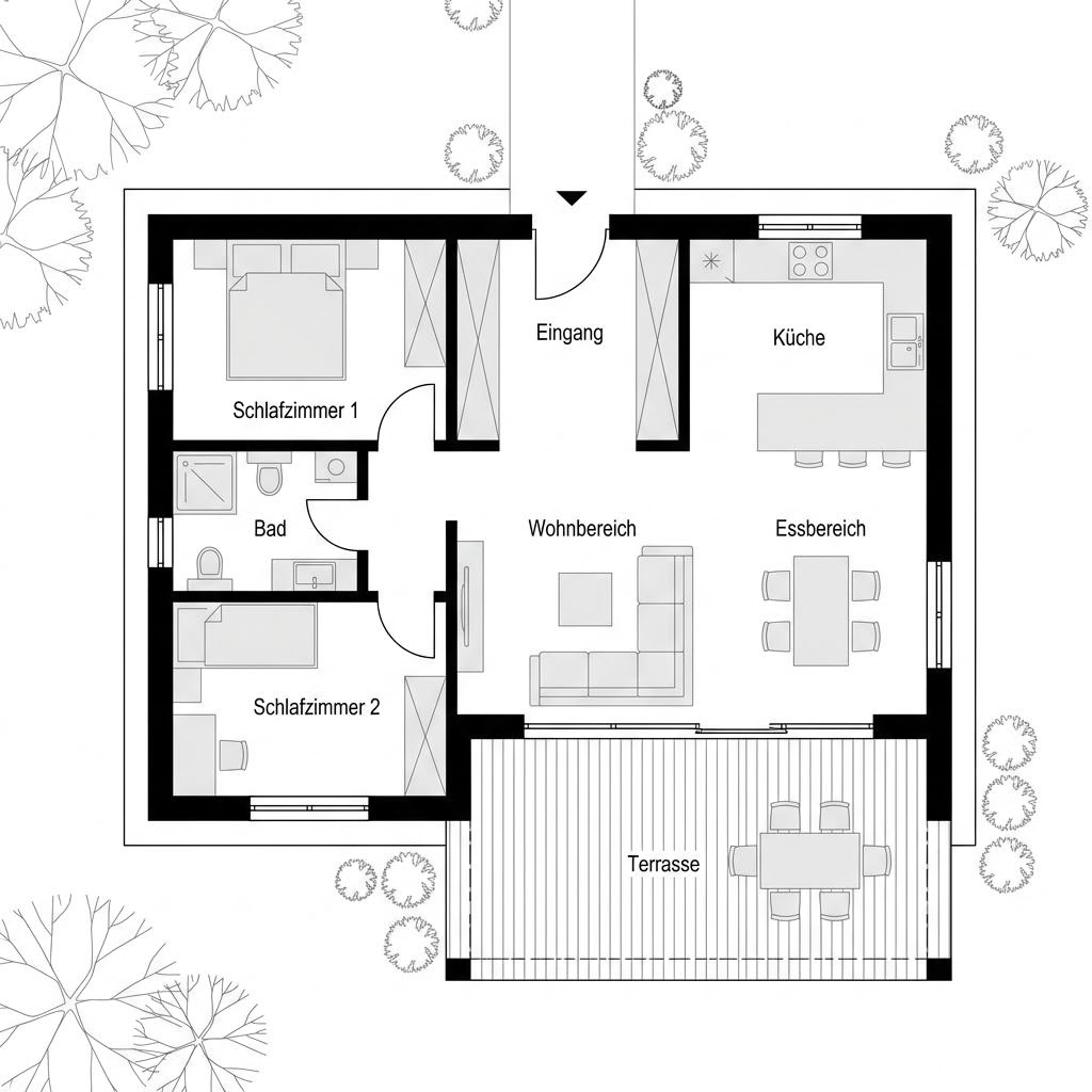 Grundriss Chalet Rofan – 96 m² Chalet mit 3 Zimmern
