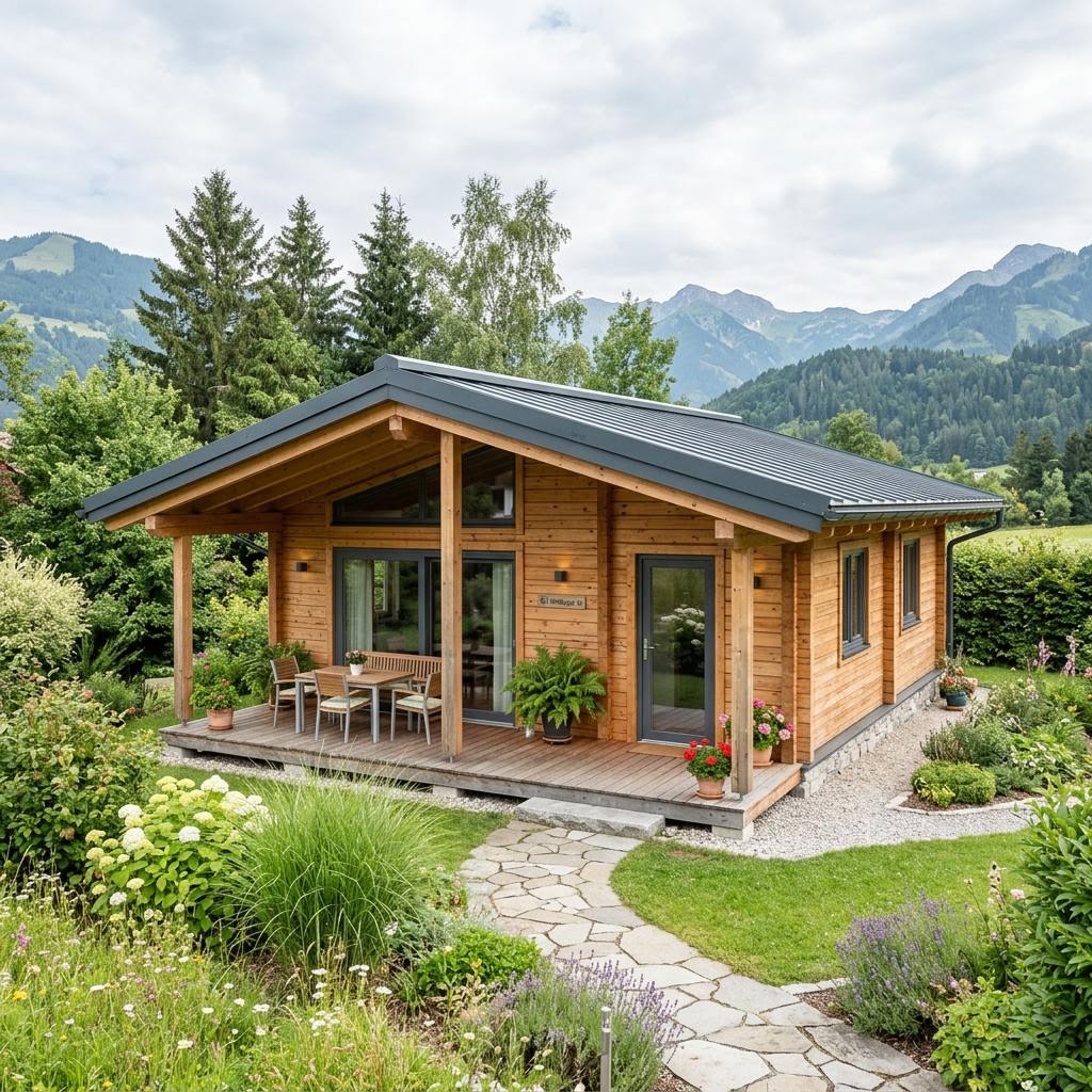 Ferienhaus Wildkogel 46 von Alpin Chalets Tirol als modernes Mini-Chalet mit Pultdach