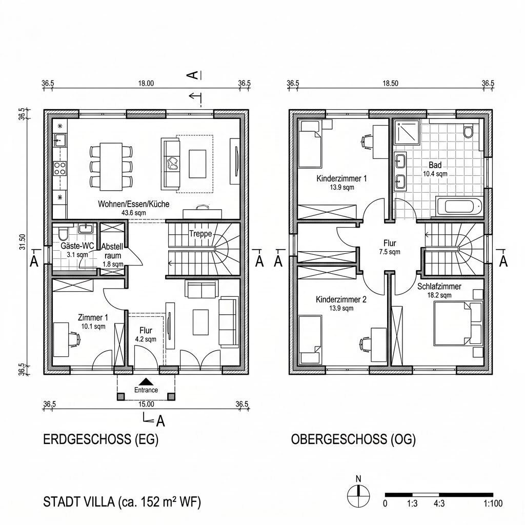 Grundriss CELEBRATION 152 V5 XL von Baudirekt Architektenhäuser — 152 m², 5 Zimmer