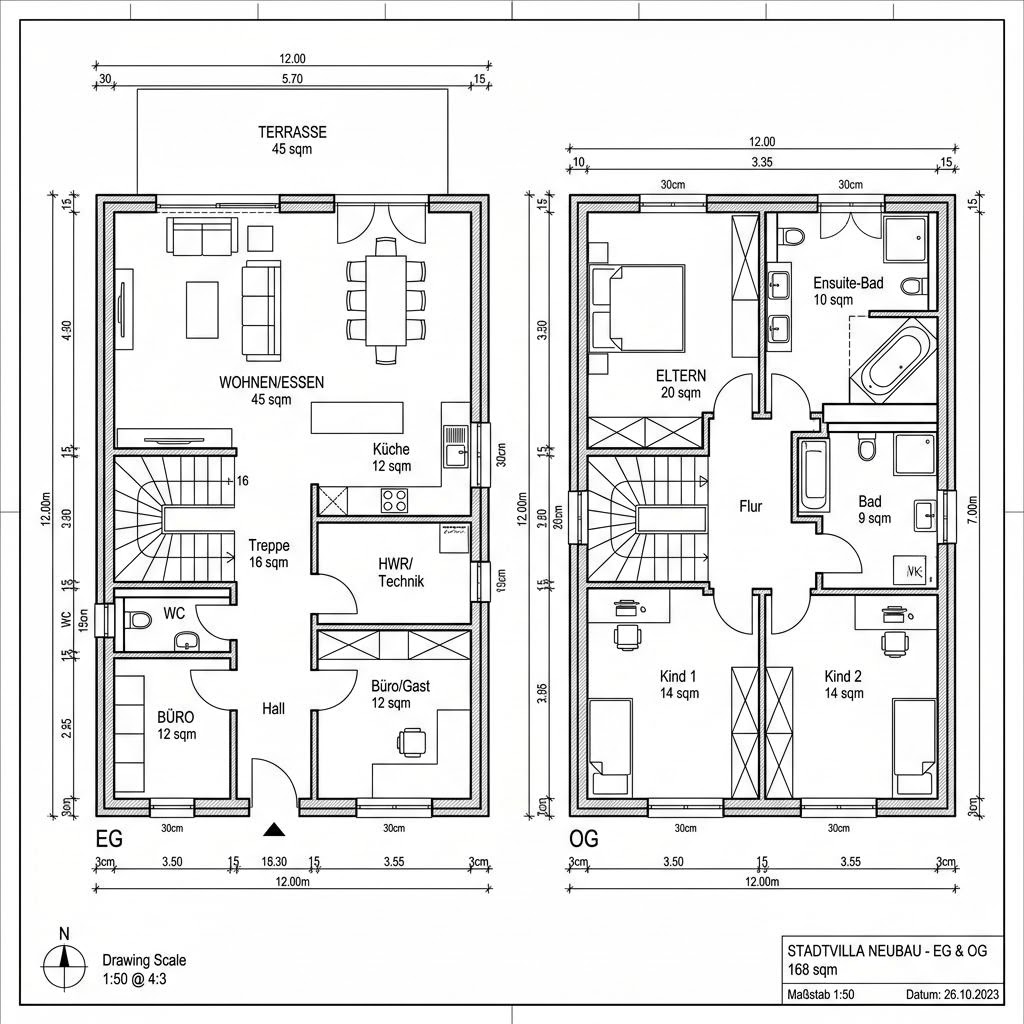 Grundriss CELEBRATION 168 V6 XL von Baudirekt Architektenhäuser — 168 m², 6 Zimmer