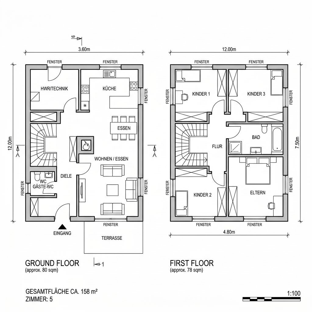 Grundriss FANTASTIC Walm 158 von Bien-Zenker — 158 m², 5 Zimmer