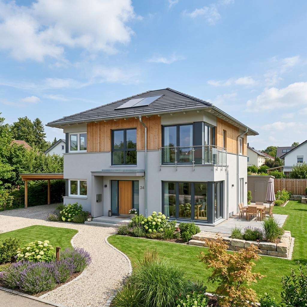 Stadtvilla Planungsbeispiel 152H20 von Bio-Solar-Haus — Stadtvilla in Haus-im-Haus-Bauweise