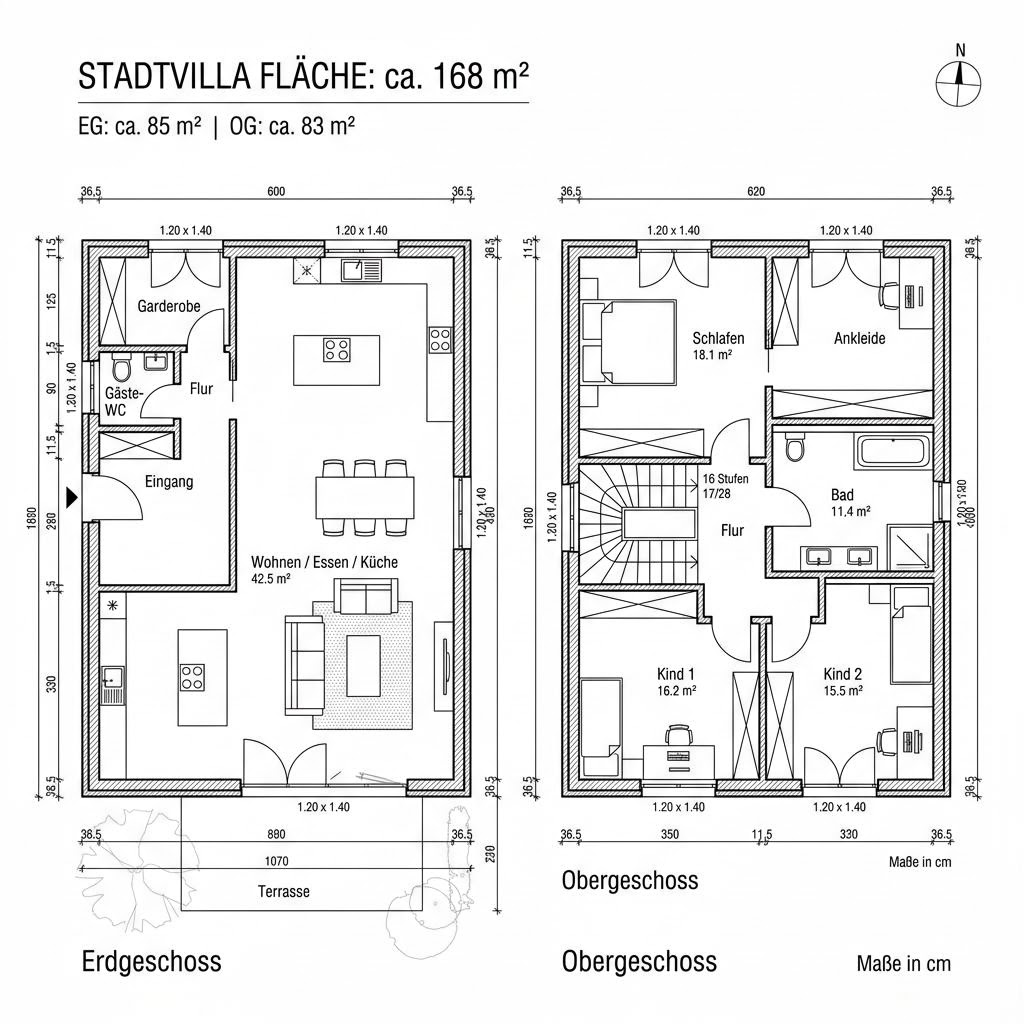Grundriss Classic 168 von Danwood — 168 m², 5 Zimmer