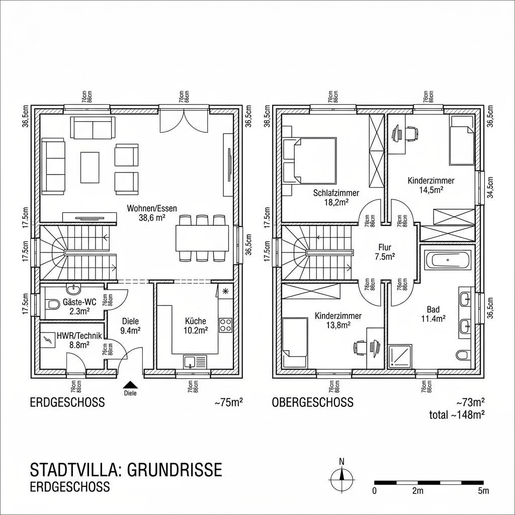 Grundriss Villa Sereno 148 von DAVINCI HAUS — 148 m², 4 Zimmer