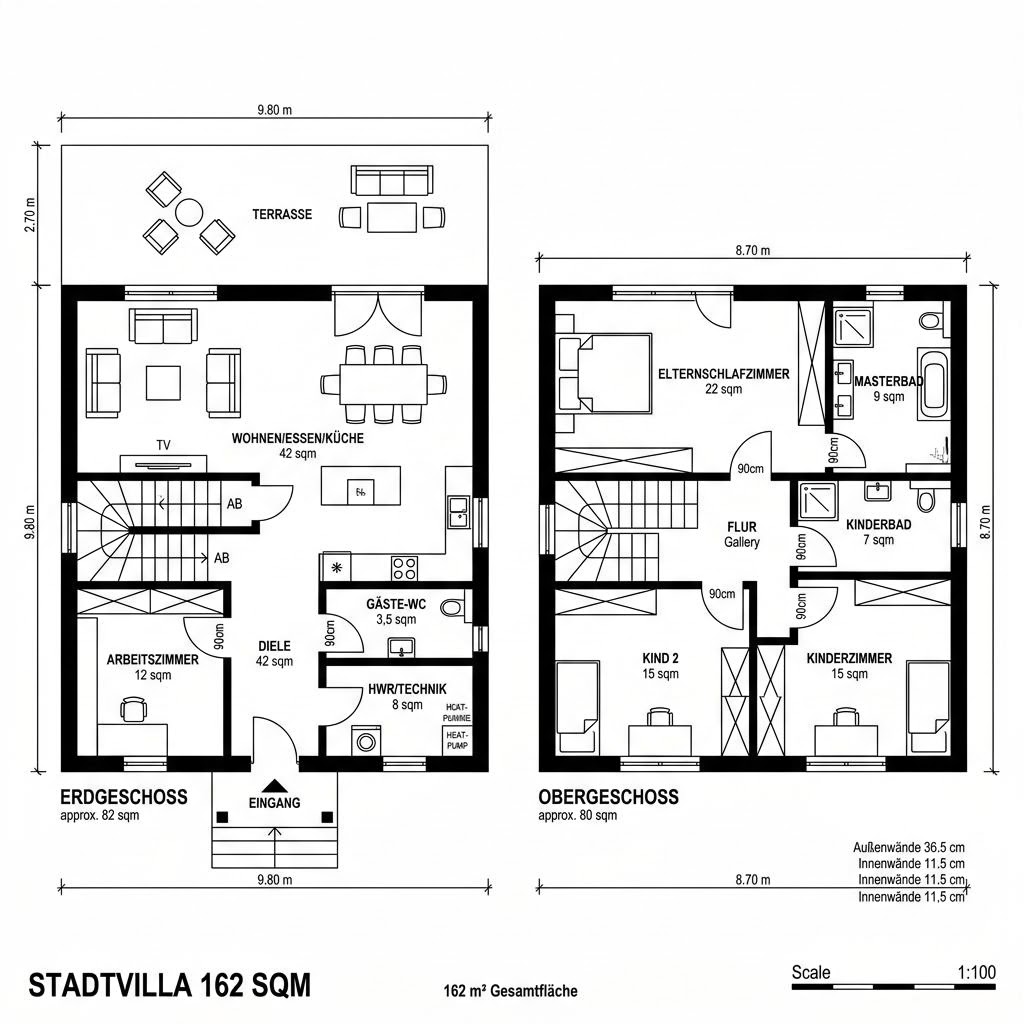 Grundriss Stadtvilla Gotha von Econ Das Haus — 162 m², 6 Zimmer