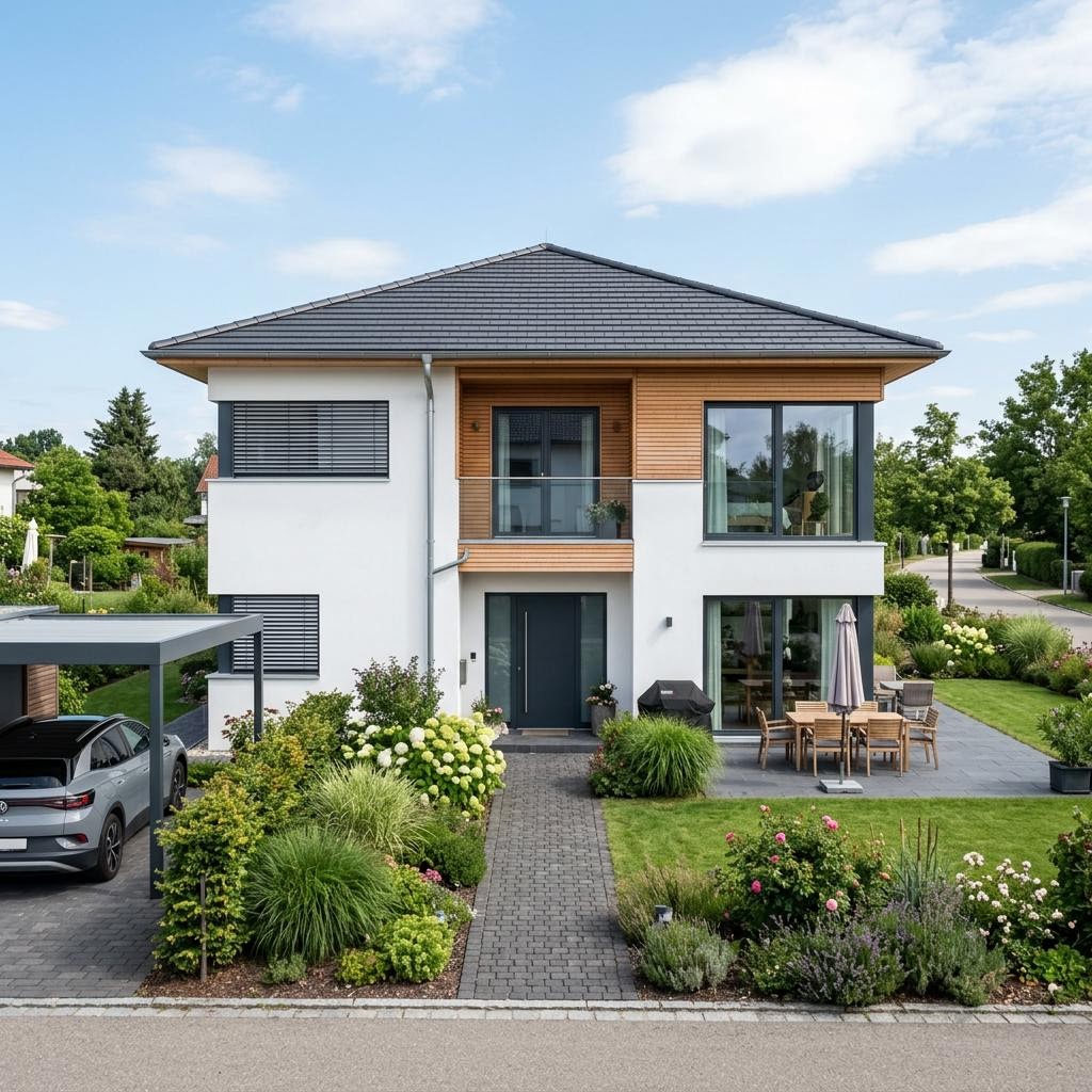 Stadtvilla Ökohaus 165 von Fertighaus WEISS — ökologisches Holzfertighaus mit Zeltdach