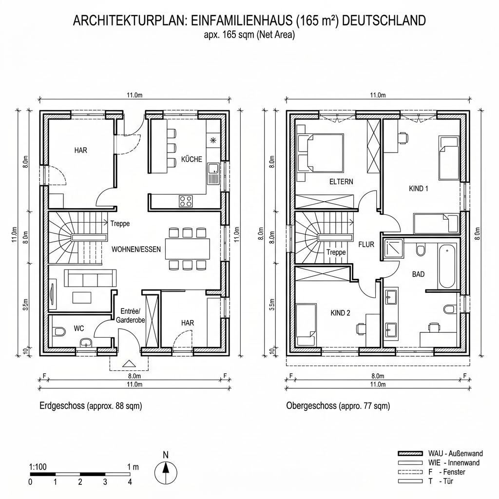 Grundriss Ökohaus 165 Stadtvilla von Fertighaus WEISS — 165 m², 6 Zimmer