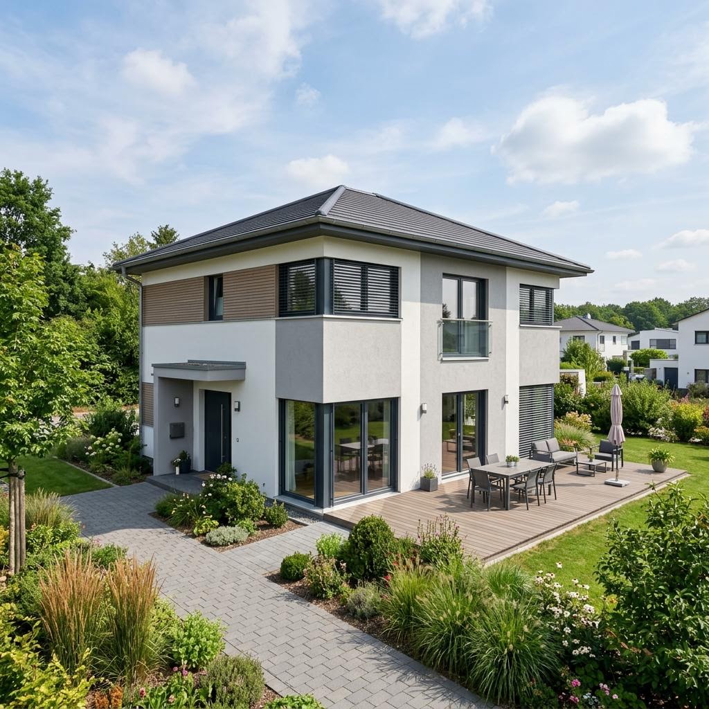 Stadtvilla VIO City 158 von FingerHaus — Holztafelbau mit Walmdach und rund 158 m²