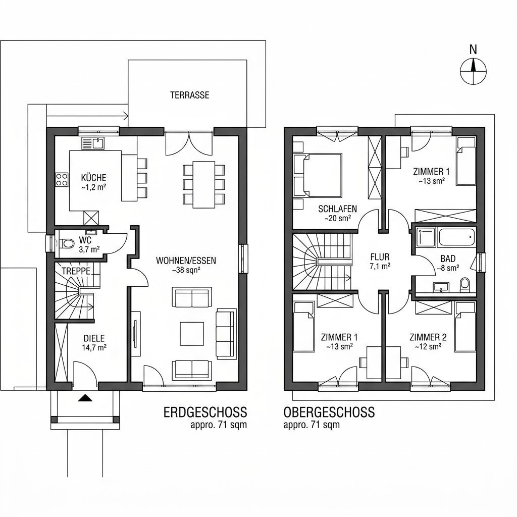 Grundriss Quadro 142 von Fingerhut Haus — 142 m², 5 Zimmer