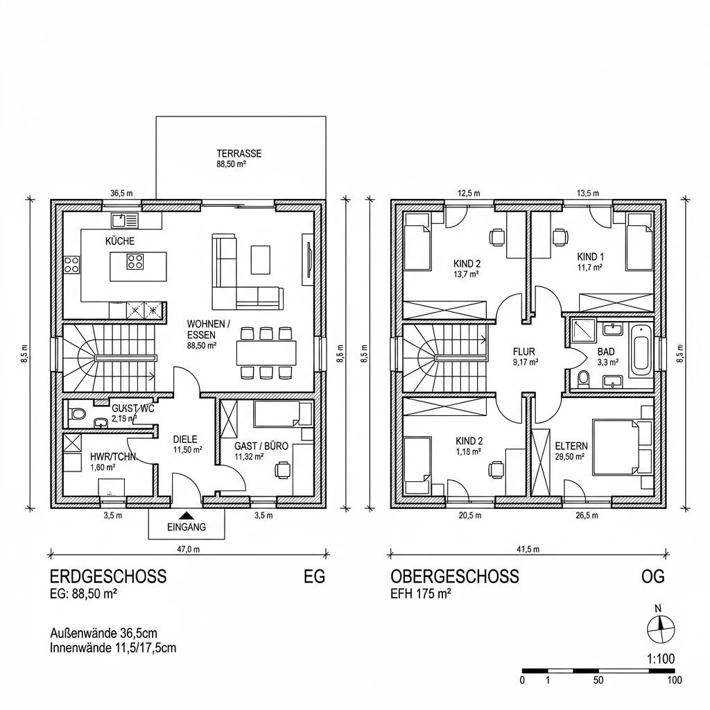 Grundriss City 175 von Haacke Haus — 175 m², 6 Zimmer