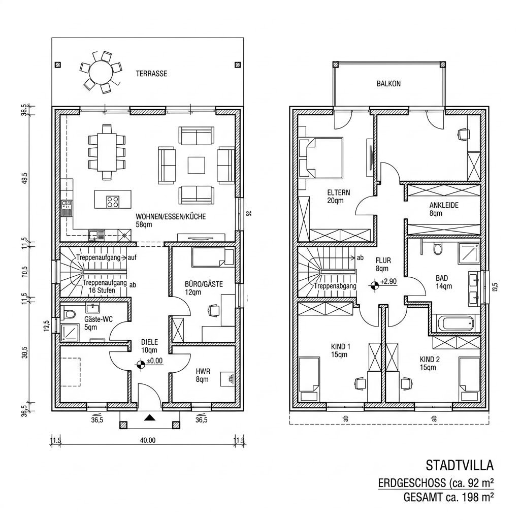 Grundriss City 198 von Haacke Haus — 198 m², 6 Zimmer