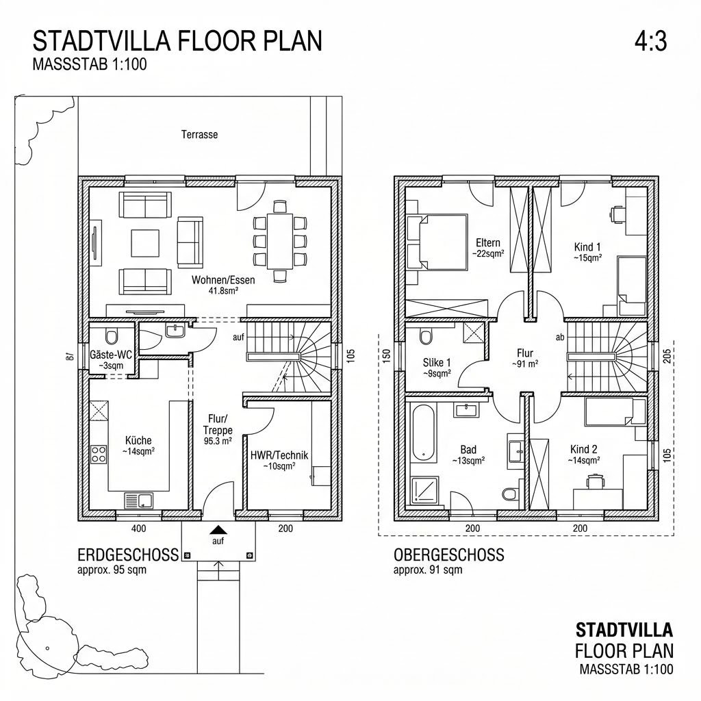Grundriss Stadtvilla Z 186 von Haas Fertigbau — 186 m², 6 Zimmer