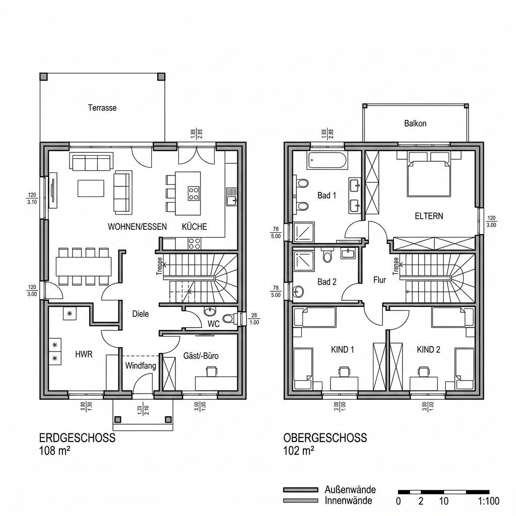Grundriss City 210 von Hanlo Haus — 210 m², 7 Zimmer