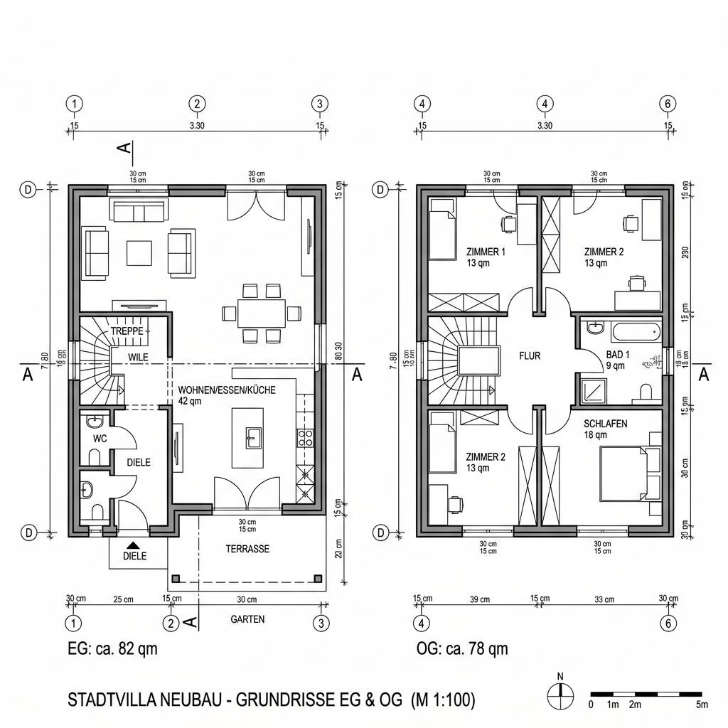 Grundriss CITY 160 Stadtvilla von Hartl Haus — 160 m², 5 Zimmer