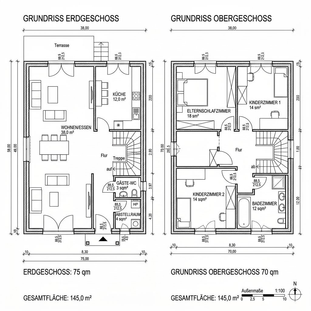 Grundriss MODERN 145 von Hartl Haus — 145 m², 5 Zimmer