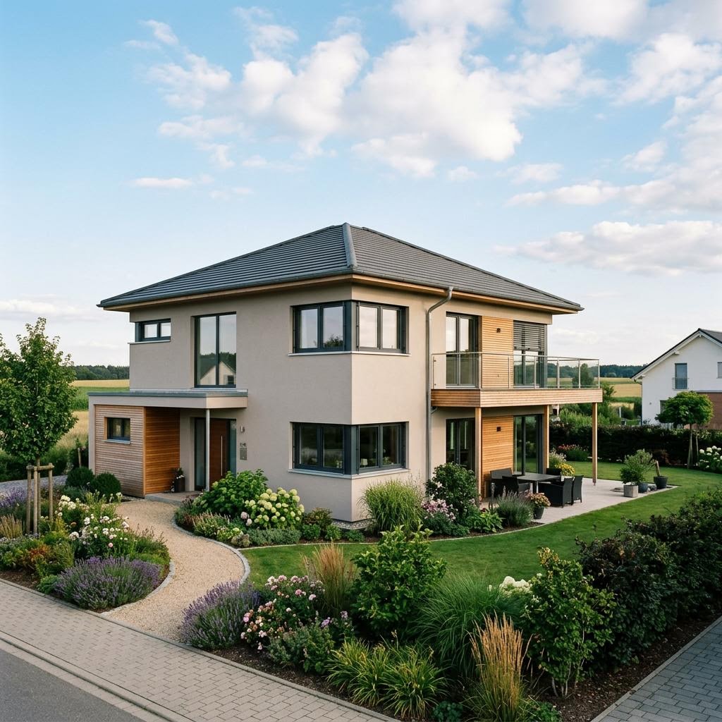 Stadtvilla MODERN 165 von Hartl Haus — Echtholz-Fertighaus mit sechs Zimmern und 165 m²