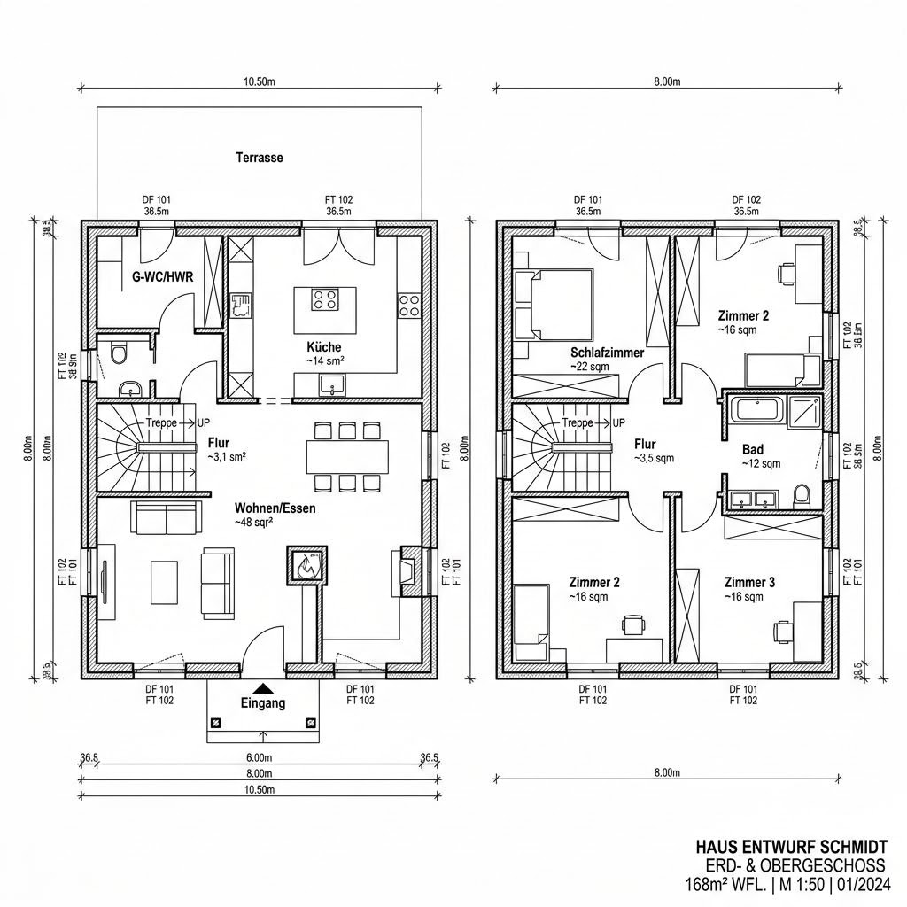 Grundriss Bogenhausen von Isartaler Holzhaus — 168 m², 6 Zimmer