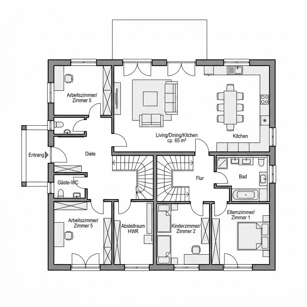 Grundriss LifeStyle 19.01 S – 158 m² Stadtvilla mit 5 Zimmern