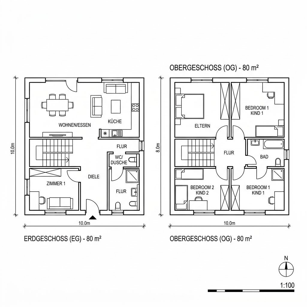 Grundriss Stadtvilla 16.02 S von massa haus — 160 m², 6 Zimmer