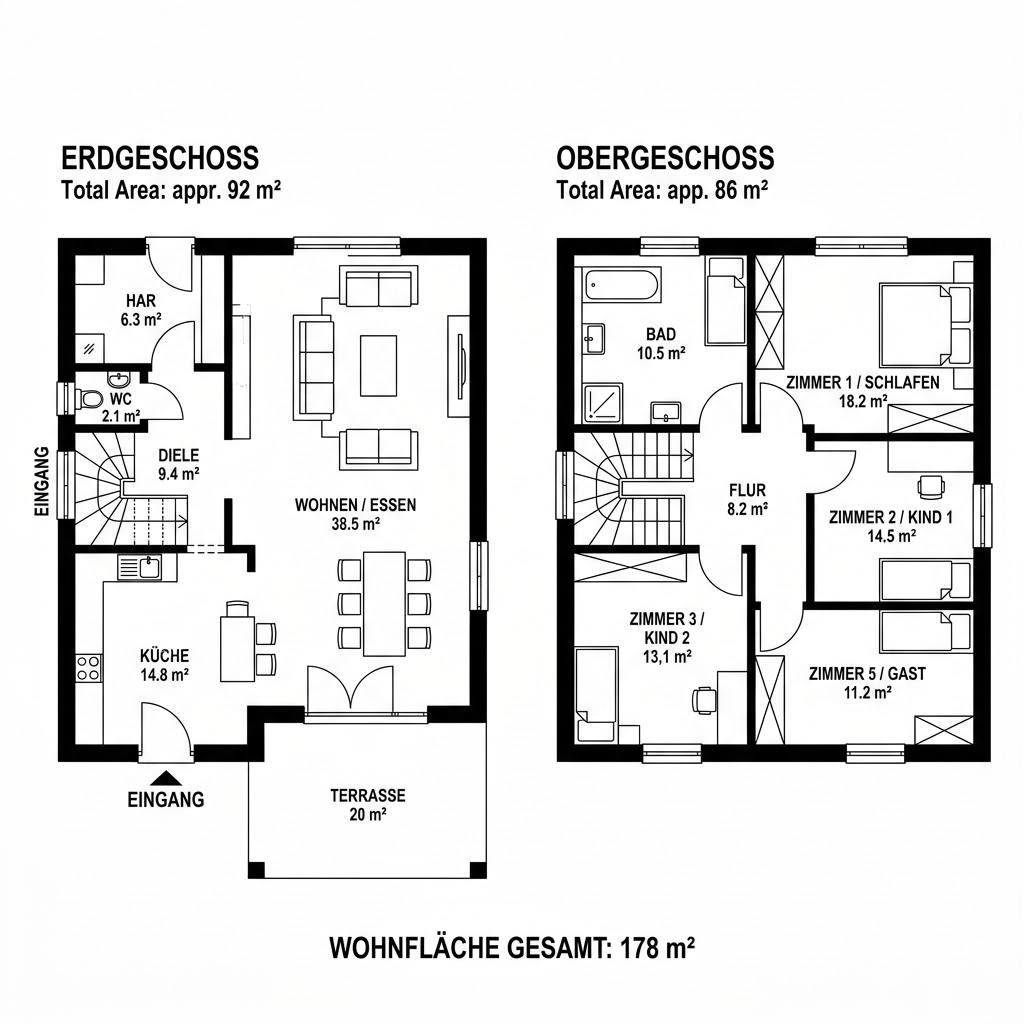 Grundriss Villa Nobile 178 von Meisterstück-HAUS — 178 m², 5 Zimmer