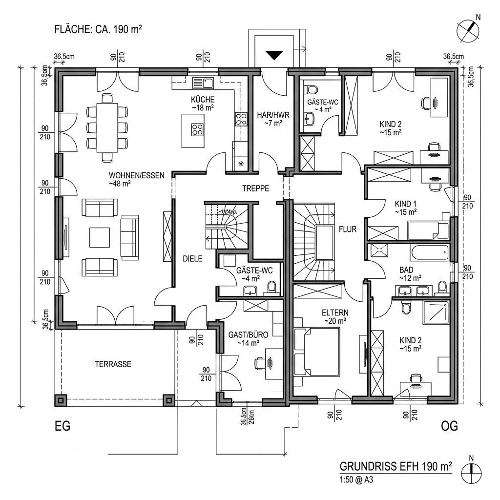 Grundriss Villa Onda 190 von Meisterstück-HAUS — 190 m², 5 Zimmer