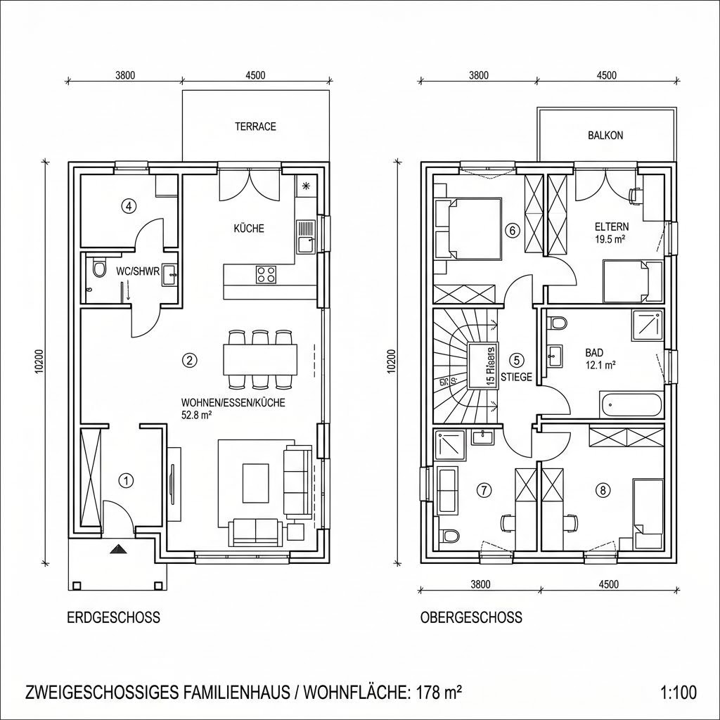Grundriss Stadtresidenz Novara 178 von OKAL Haus — 178 m², 6 Zimmer