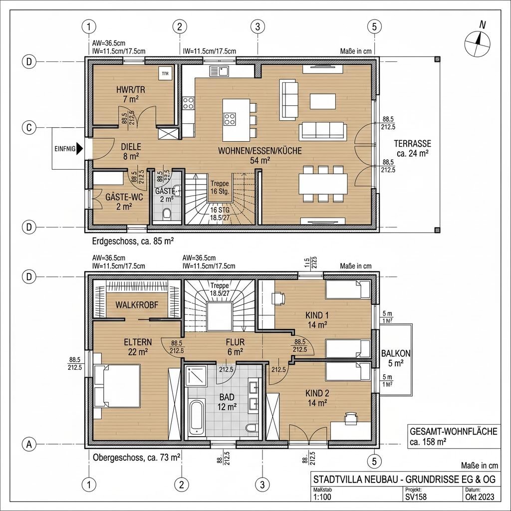 Grundriss Verona 158 von P & P Massivhaus — 158 m², 5 Zimmer