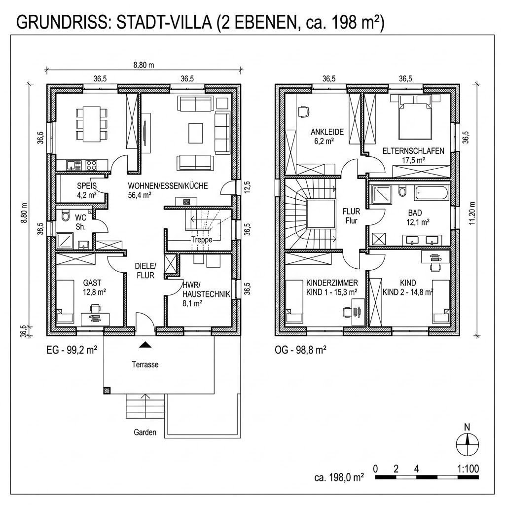 Grundriss Pro City 198 von ProHaus — 198 m², 6 Zimmer