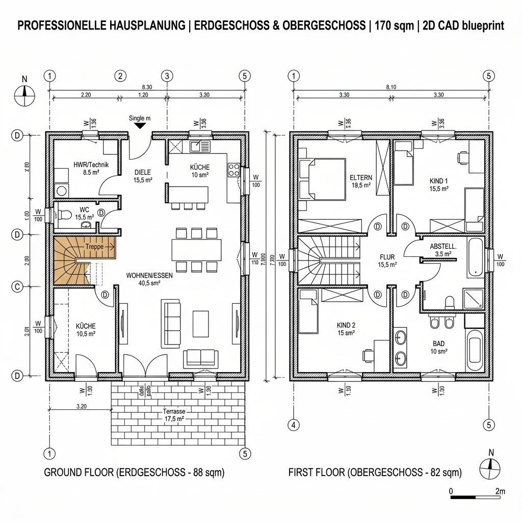 Grundriss Casa Natura 170 von Rubner Haus — 170 m², 6 Zimmer