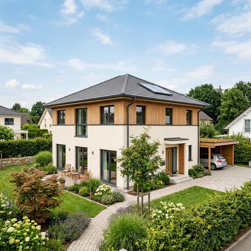 Stadtvilla Casa Stadtvilla 155 von Rubner Haus — Naturholzvilla mit Walmdach und 155 m²