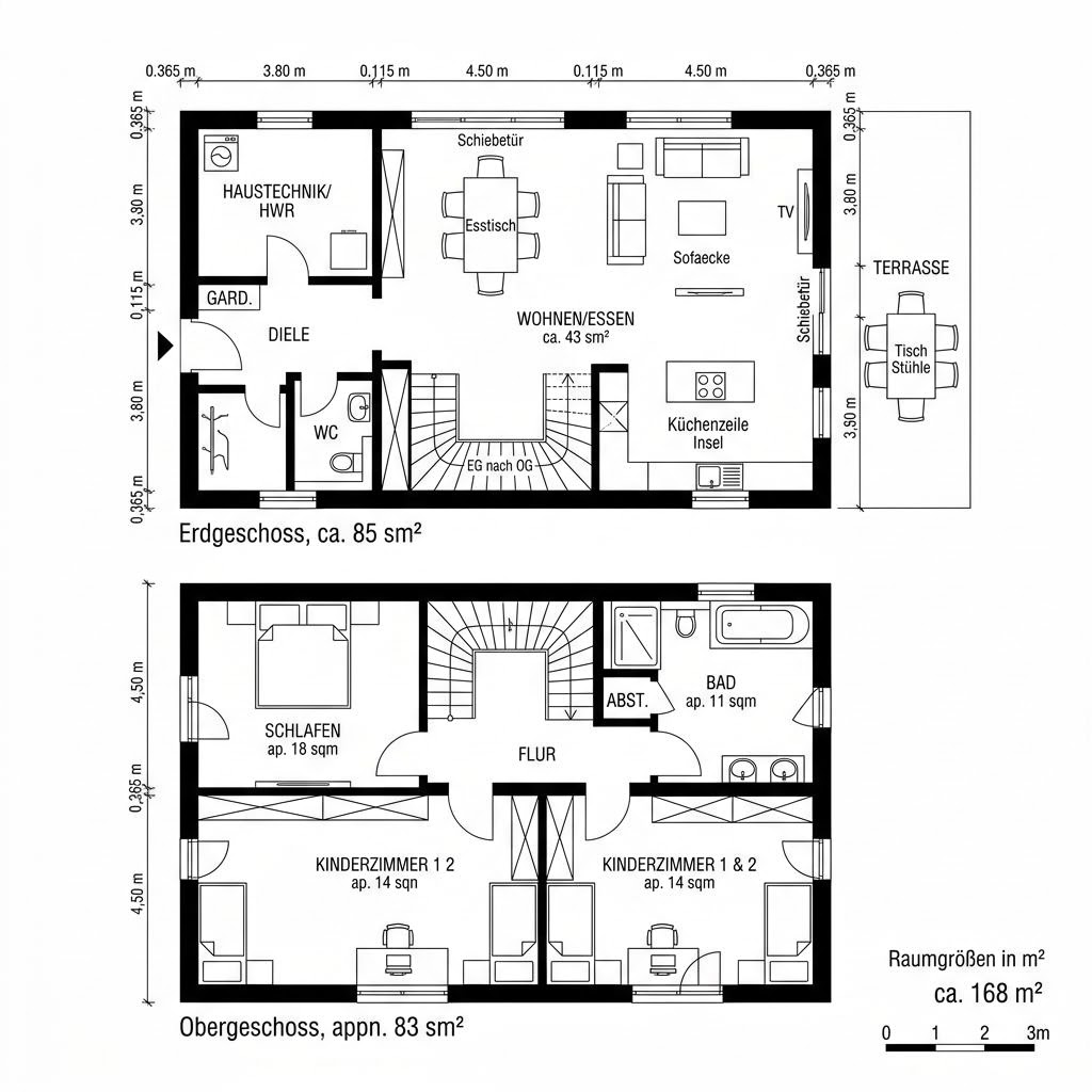 Grundriss Cubus 168 von TALBAU-Haus — 168 m², 5 Zimmer