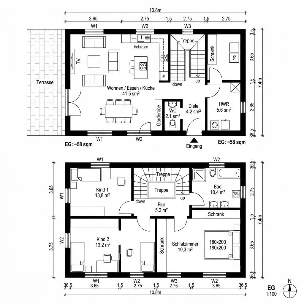 Grundriss Family Life 146 von Vario-Haus Deutschland — 146 m², 5 Zimmer