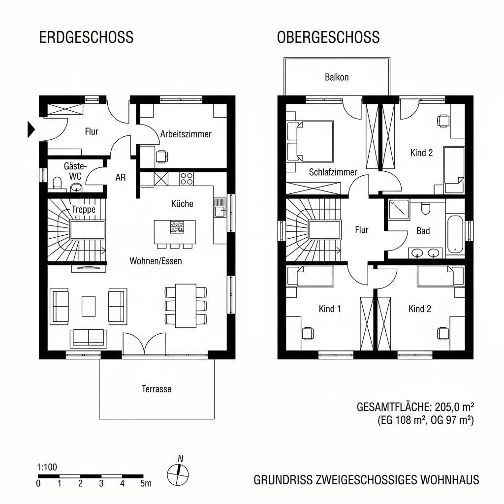 Grundriss Maxime 1000 von Viebrockhaus — 205 m², 7 Zimmer