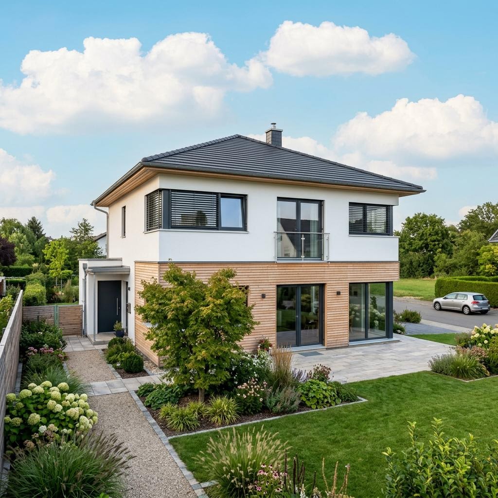 Stadtvilla CityLife 168 von WeberHaus — Holztafelbau mit Walmdach und rund 168 m²