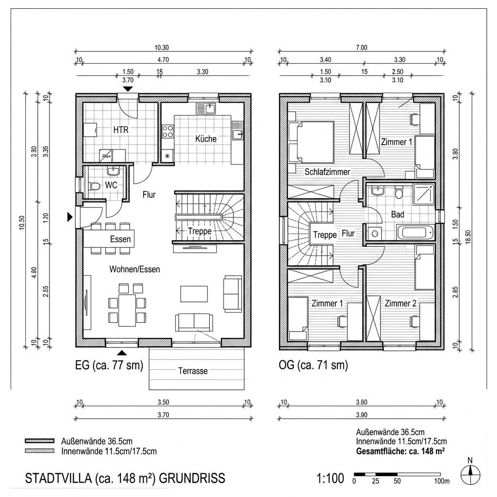 Grundriss EDITION B 148 von WEIOTT-Massiv-Haus — 148 m², 5 Zimmer