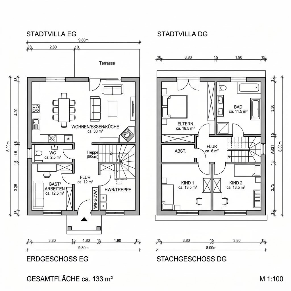 Grundriss EDITION D 133 von WEIOTT-Massiv-Haus — 133 m², 5 Zimmer