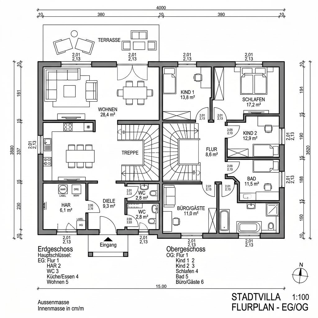 Grundriss EDITION D 156 von WEIOTT-Massiv-Haus — 156 m², 6 Zimmer