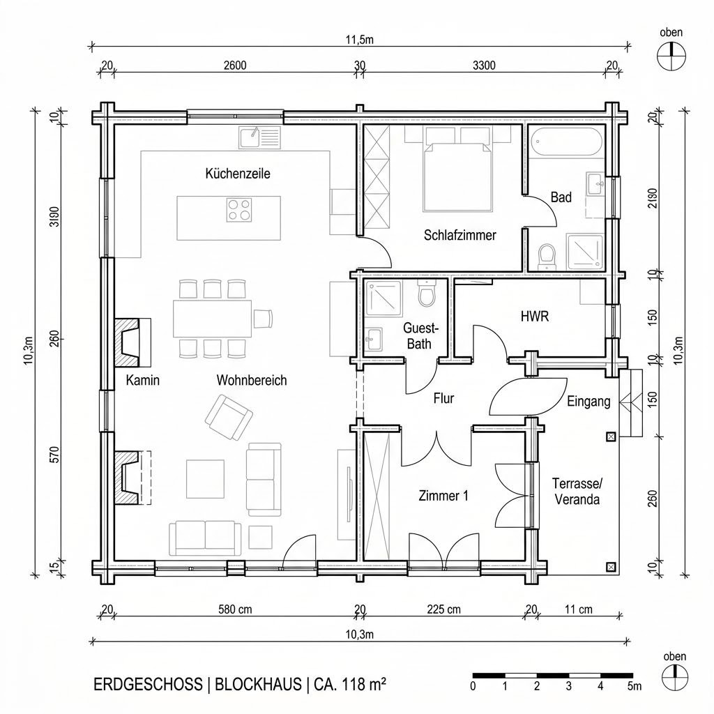 Grundriss Fichta von Stommel Haus — 118 m², 4 Zimmer