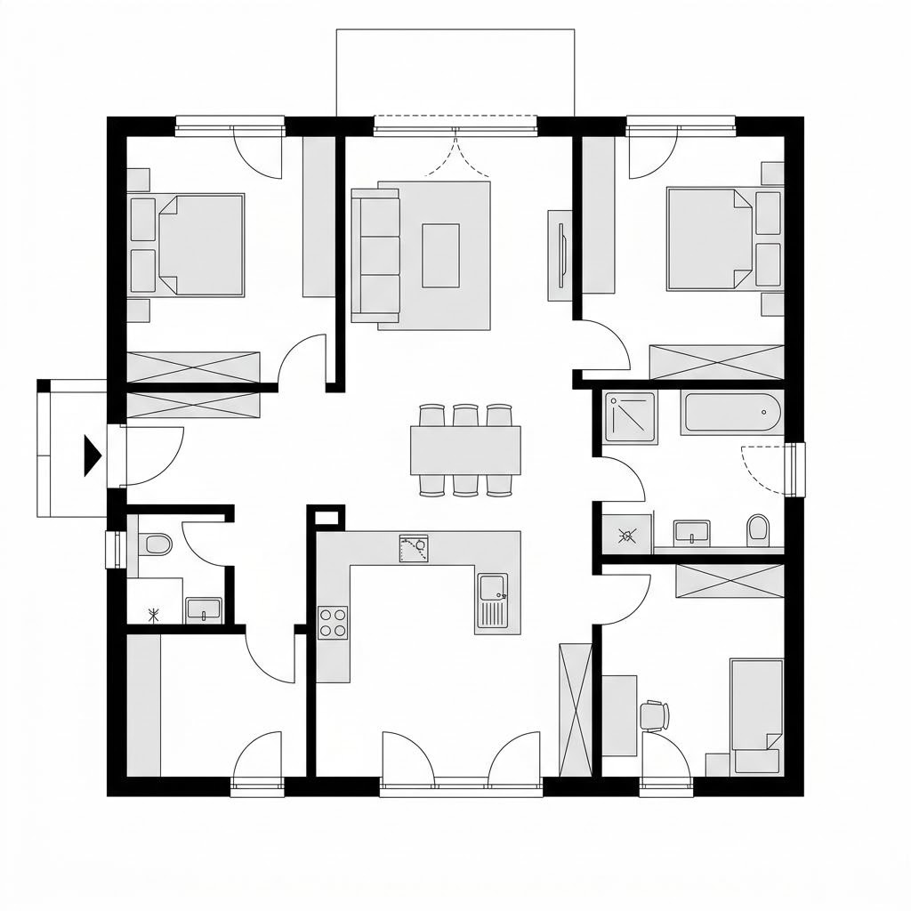 Grundriss Chalet-Bungalow Bergsee von Stommel Haus — 104 m², 3 Zimmer