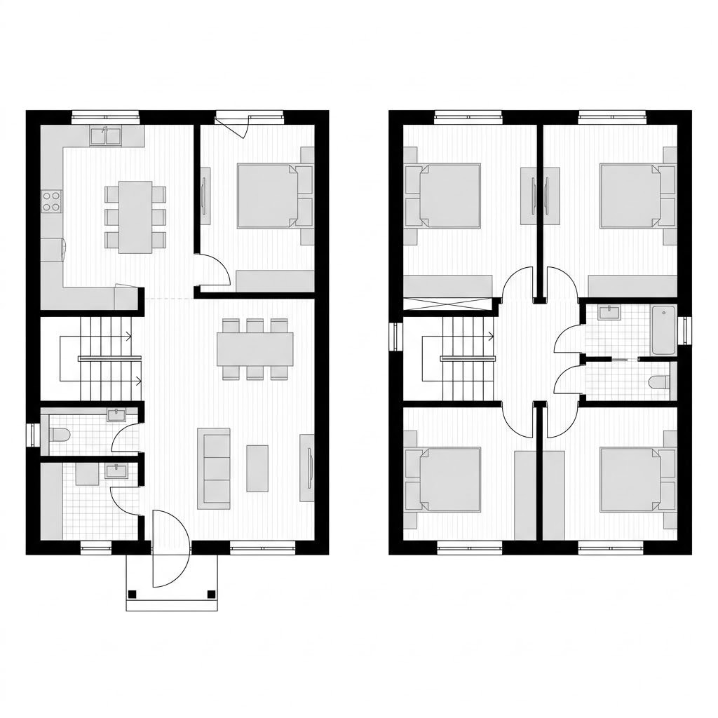Grundriss Holzhaus Fjærland 146 – 146 m² Holzhaus mit 5 Zimmern