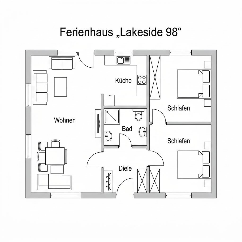 Grundriss Lakeside 98 von Stommel Haus — 98 m², 4 Zimmer