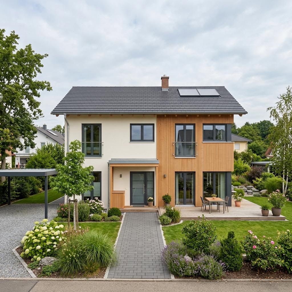 Einfamilienhaus Clou 137 von STREIF Haus als Fertighaus mit Satteldach und offener Küche