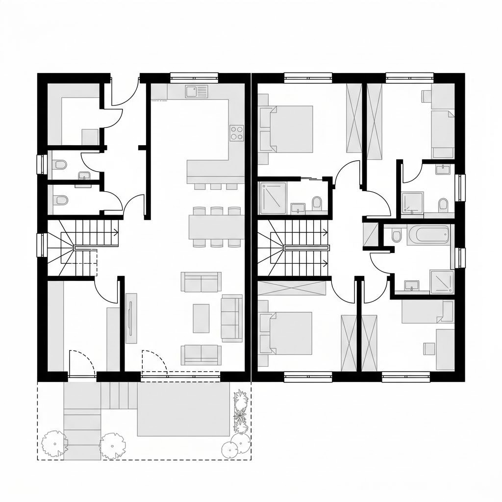 Grundriss Doppelhaushälfte Clou D118 von STREIF Haus — 118 m², 4 Zimmer