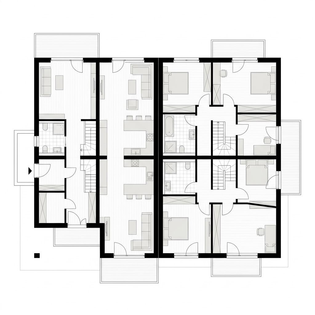 Grundriss Zweifamilienhaus Clou 198 – 198 m² Zweifamilienhaus mit 7 Zimmern