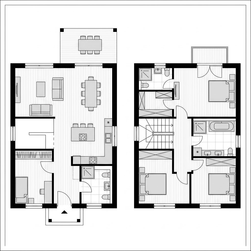 Grundriss Massiv Familie 139 von Team Massivhaus — 139 m², 5 Zimmer